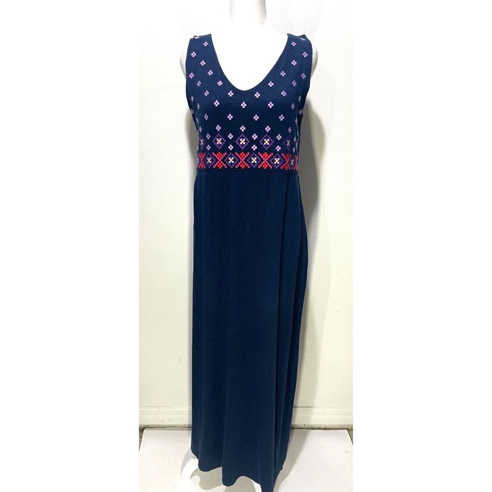 Tommy Bahama maxi dress embroidered coastal vacation resort wear casual women M